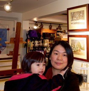 At the reception of the Holiday Open Show at Post Road Art Center, Marlborough, MA Dec. 2014